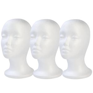 BALABALA 3 Cái Đầu Mannequin Bằng Xốp Giá Đỡ Tóc Giả Bằng Xốp Cho Nữ Đầu Mannequin Trang Điểm Để Trưng Bày Tóc Giả Mũ Phụ Kiện Tóc Mặt Nạ Dùng Cho Salon Và Du Lịch
