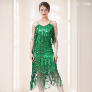 Latin Dance Dress Camisole Dress Tassel Sequin Dress Dance Performance Dress Stage Performance Dance Dress Ball Dance Dress