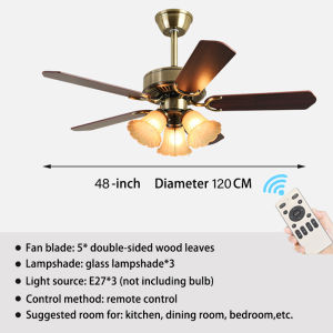 Ceiling Light With Fan American Retro 48 Inch Fan Chandelier With Remote Control Industrial Design Wood Ceiling Fans With Lights Home Decoration Fan Light For Restaurant Cafe Bedroom Living Room Balcony Bar Dinning Room Kitchen