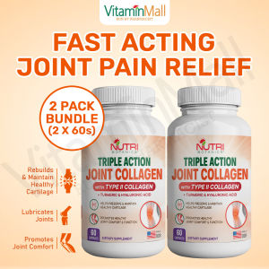 TWIN PACK - Nutri Botanics Joint Collagen Type II + Turmeric Curcumin - Knee Joint Pain Relief Supplement Collagen Peptides
