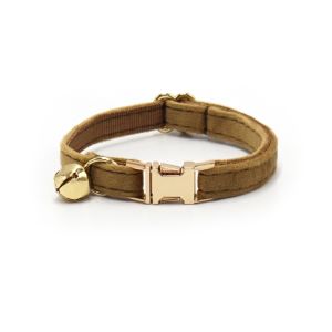 WIDESPREADSTORE13E5 with Bell Cat Collar Cute Velvet Kitten Collars Necklace Portable Light Gold Buckle Cat Accessories Pet