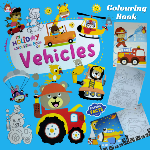 (1 Book) My Holiday Colouring Book for Kid (Vehicles) Coloring Book Buku Mewarna Kanak Kanak