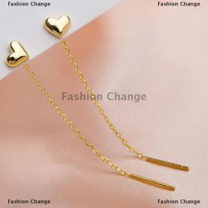[COD] Fashion Change 1Pair Trend Long Wire Tassel Thread Chain Climb Star Heart Beads Pendants Drop Earrings For Women Straight Hanging Ear Jewelry