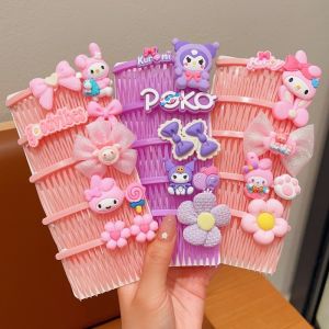 5Pcs/Set Children Y2k Kuromi My Melody Hair Comb Broken Headband Hair Clips Heart Cute Headdress Princess Girls Hair Accessories