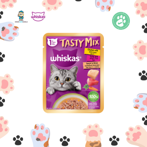 Whiskas Tasty Mix Cat Food Pouches – Delicious Wet Cat Food for Adult Cats (85g per Pouch)