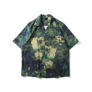 Dark Icon Hand Paint Full Printed Hawaiian Shirts Men 2024 Summer Street Mens Shirt