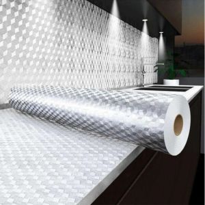 Giấy nhôm dán bếp SHINNY Giấy bạc dán tủ bếp tường bếp decal dán kệ bếp tủ bếp và ngăn kéo tủ chống bám bẩn dầu mỡ