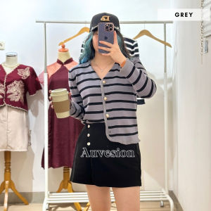 6105 Cathrine Button Stripe Long Sleeves Knit Cardigan Premium Atasan Wanita Rajut