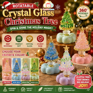 CuddleCove Rotatable Crystal Glass Christmas Tree Ornament with Cloud Base Tabletop Decor Holiday Gift for Home