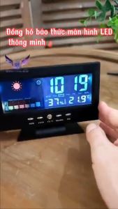 Đồng Hồ Led Để Bàn Báo Thức Cảm Biến Âm Thanh Màn Hình LCD
