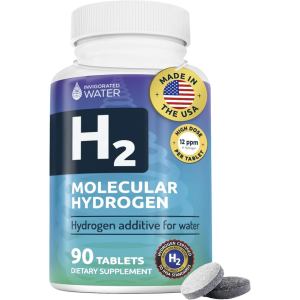 Invigorated Water Hydrogen Water Tablets with Magnesium - 12 PPM H2 Molecular Hydrogen Tablets for Drinking Water - Supports Energy Brain & Cognitive Health - Non-GMO (90 Servings)