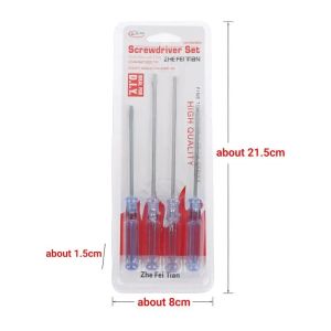FFBH Slotted Cross Screwdriver Set 4Pcs Transparent Blue Handle Manual Repair Tools for Electrician Daily Use 6B2Z9