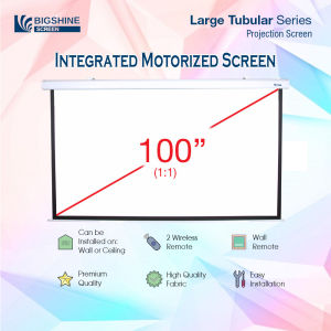 Projector Screen BIGSHINE Ceiling/Wall Mounted Integrated Motorised Screen 70"/84"/96"/ 9FT/ 10FT (1:1) 80"/100" (16:9)