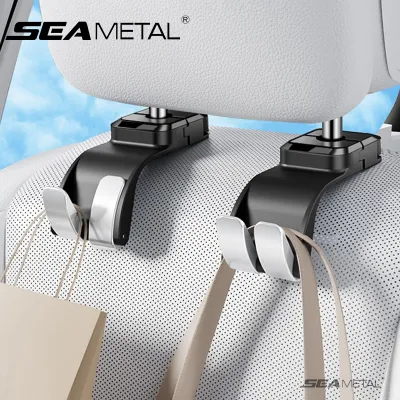 SEAMETAL Car Seat Double Hook Car Headrest Hanging Storage Hook 25KG Load-Bearing Car Hook Hanger Organizer Accessories