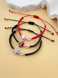 Có Thể Điều Chỉnh Vòng đeo tay thể thao Với Bóng Đá Bóng Bầu Dục Quần Vợt Hạt Thiết Kế thể thao linh hoạt Theo Chủ Đề chuỗi đeo tay Cho nam nữ