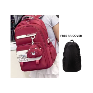 Tas Sekolah Remaja Perempuan SD SMP Tas Anak Sekolah Free Raincover Tas Ransel Wanita Pelajar