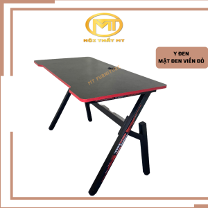 Bàn gaming chân sắt BG-Y mặt gỗ 17mm dễ dàng lắp ráp. Thiết kế hầm hố tích hợp lỗ luồn dây kiểu dáng hiện đại