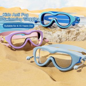 CLOTH Large Frame Kids Swim  Anti Fog with Ear Plug Diving  Set  Vibrant Colors Swimming  Boys and Girls