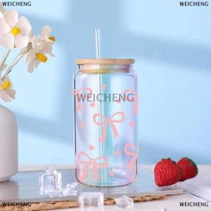 [COD] WEICHENG 3D UV dtf chuyển Stickers 16oz cup kết thúc tốt đẹp phim hoạt hình Bow in cho DIY gốm kim loại da