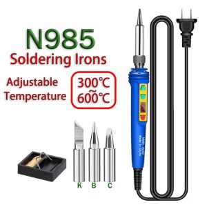 High-power digital soldering iron 150W/200W with adjustable temperature and a display screen. A soldering iron set for high-temperature applications.