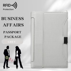 VOYUE Solid Color Passport Holder Leather RFID Blocking Travel Card Bag  Ticket Slot Clip Passport Wallets