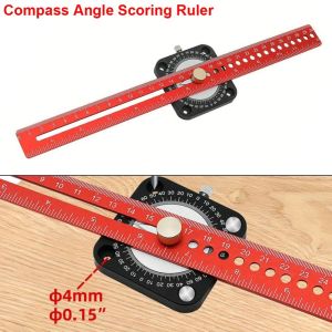 DOUBLEL T-type Compass Angle Scoring Ruler Adjustable 360° Angle Aluminum Woodworking Precision Scriber Marking Ruler Multi Functional Marking Gauge Line Drawing