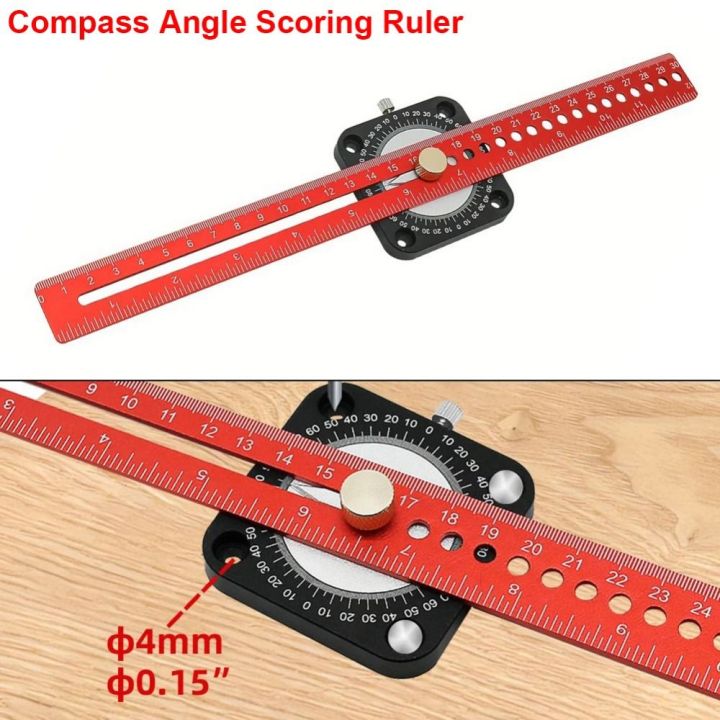Compass Angle Ruler XUANY T-type Compass Angle Scoring Ruler Aluminum Adjustable 360° Angle ...