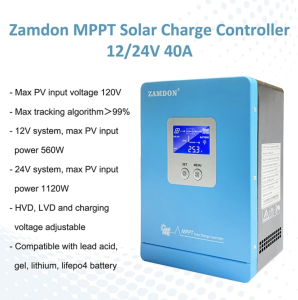 Zamdon MPPT Solar Charge Controller 40A 12/24V | Wonder2-401224 | High Efficiency Solar Regulator Authentic