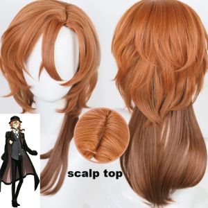 Anime Bungo Stray Dogs Chuya Nakahara Chuuya Cosplay Wig Heat Resistant Synthetic Hair Wigs + Wig Cap