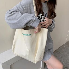 Maaas Candy Colored Alphabet Single Shoulder Canva Bag Simple Eco-Friendly Shopping Bag For Students Class Ins Style Hip Hop