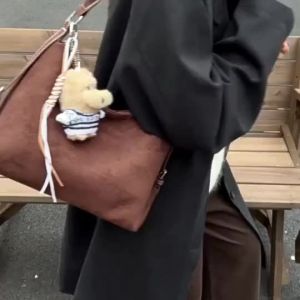 Korean Sling Bag for Woman R Shoulder Bag Large Capacity Tote Bag Fashion Suede Handbag