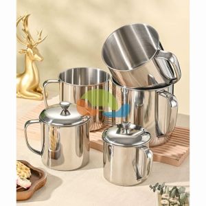 Cawan Air Keluli Tahan Karat SUS 304 dengan penutup/ SUS 304 Stainless Steel Water Cup with lid