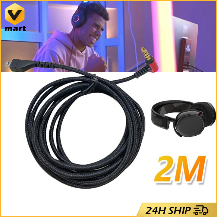 2m Replacement Sound Card Audio Cable for Steelseries Arctis  Headphone Audio Adapter Cable Converter Line Cord Replacement Nylon  Gaming