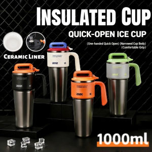 Insulated Cup 1000ml Large Capacity Ceramic Liner Vacuum Insulated Thermos Car Coffee Mug for Man