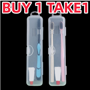 【BUY 1 TAKE 1 】Toothbrush Box Transparent Organizer Case Travel Portable Toothbrush Holder Plastic Toothpaste Box Storage Container Makeup Brush Storage Box Dust-proof Storage Box