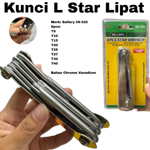 Kunci L Star Lipat Sellery 58-525 8pcs Bintang T9-T40