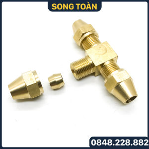 Nối Tê Hạt Bắp Bộ Tê Ba Đầu Hạt Bắp Côn Lõm Hạt Bắp NPT Nối Ống Đồng Ống PU Phi 6 8 10 12mm
