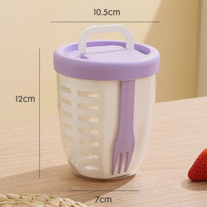 Double Layer Drainage Salad Cup With Fork Fruit Preservation Cup Multi-purpose Leak Proof Cup Portable Breakfast Fruit Container