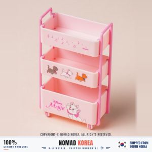 Disney Mèo Marie Kệ xe đẩy mini 3 tầng màu hồng để bàn đựng kẹp tóc phụ kiện