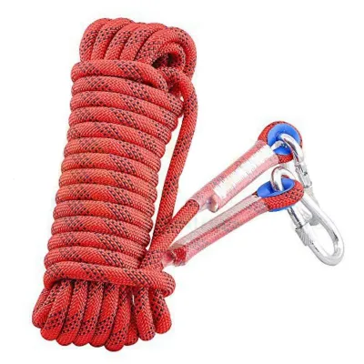 SFS * 10mm ClimbingHiking Rope keselamatan penyelamatan utiliti tali (reflektif Green Line) 2 Climbing Buckles