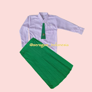 Setelan Seragam MI Hijau-Putih Anak Perempuan Baju Panjang Rok Panjang
