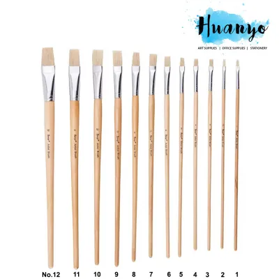 Fortune Artist Hog Bristle Painting Brush 579L Flat Tip (Non Halal) [Per Pcs]
