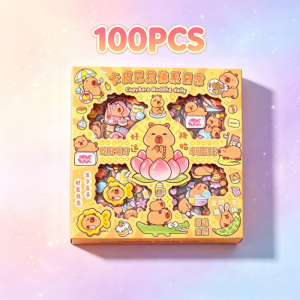 Sticker PET hộp 100 tờ không trùng chống nước die-cut sẵn nhân vật hoạt hình trang trí sổ tay quà tặng