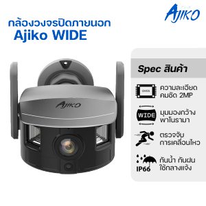Ajiko Wide กล้องวงจรปิด wifi ไร้สาย เลนส์กว้างพิเศษ165 ํ ภาพชัด FullHD ใช้ภายนอก กันน้ำ ดูผ่านมือถือ