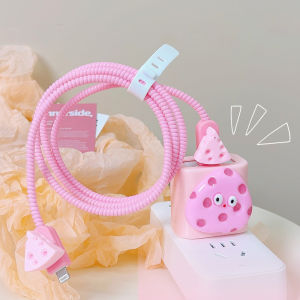 CoAce🔥ReadyStock🔥INS HOT Flowers For Apple 18/20W Charger Protector Set Casing for Charger Plug USB Cable Spring Line Wrap Protector Data Line Cord Organize Winding Wire Tie Soft TPU Cove