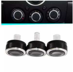 3ชิ้น/เซ็ตอะลูมินัมอัลลอยเครื่องปรับอากาศลูกบิดรถเครื่องปรับอากาศควบคุมความร้อนปุ่มสวิตช์กระจกรถสำหรับ Mazda 2 M2 2007-2014