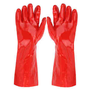 EAK  Sarung Tangan PVC Merah Kimia 14 Red PVC Gloves Chemical Karet 30 CM