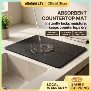 [SG] Quick Diatomite Dry Drying Mat Large Absorbent Non Slip Water Drain Pad for Sink Countertop