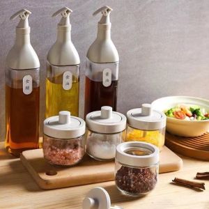 Glass Seasoning Can Oil Pot Bottle Condiments Dispenser Condiment Jar Container Jar Set