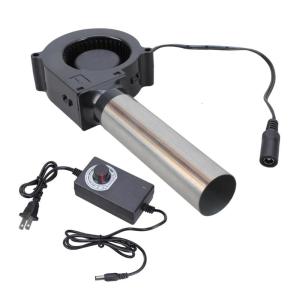 Efficient 12V Adjustable Air Blower Kit With Metal Duct For Barbecue Cooking Fire Starting And Indoor Ventilation